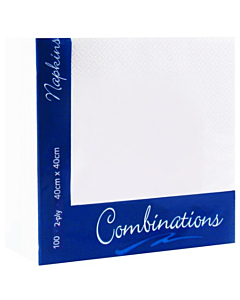 Combinations 2 Ply White Napkins 40cm